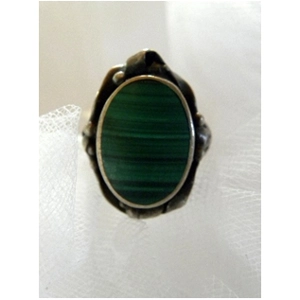 Old Pawn Malachite & Sterling Ring