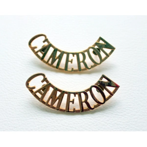 The Queen's Own Cameron Highlanders Brass Shoulder Title