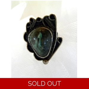 Old Pawn Opal Agate & Sterling Ring