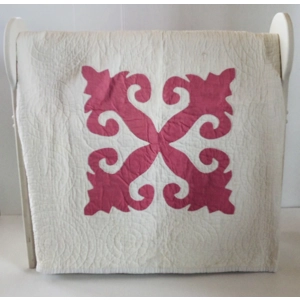 'Hawaiian' Pink/White Handmade Quilt