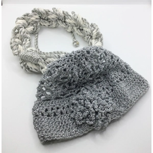 White & Silver Braided Rope Belt with Cap