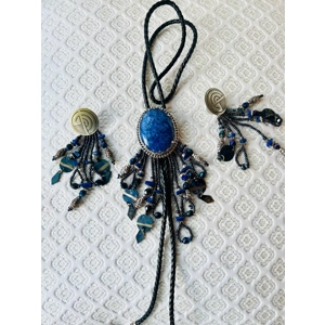Black Bolo Tie & Lapis Lazuli Set
