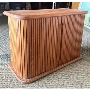 1960s Teak Sliding Tambour Door Wall Cabinet