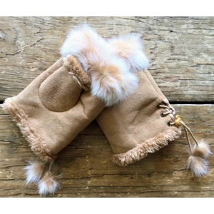 Women Fur Fingerless Gloves