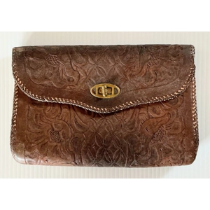 Brown Handmade Floral Design Clutch