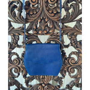 Blue Textured Leather Handbag