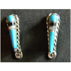 Turquoise Ebony Mother of Pearl & Sterling Earrings