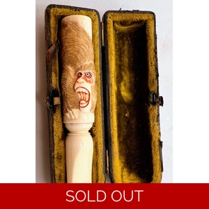 Ivory Shibayama Style Cigarette Holder Monkey & Insect Car..