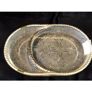 Jeanette Glass Harp Gold Edged Coaster Ashtray