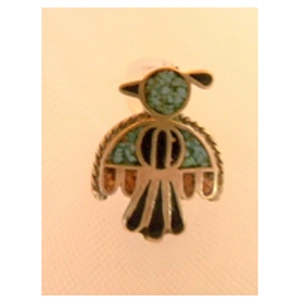 Turquoise, Coral Chip Inlay & Sterling Ring