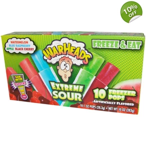 Warheads - Extreme Sour Freezer Bars - 10 Ice Pop pack