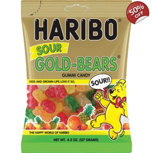 Haribo Sour Gold Bears - Gold-Bears Gummy Candy Sweets 127g Bag