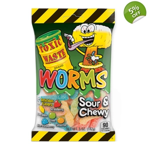 Toxic Waste Worms Sour and Chewy Gummy Jellies - 142g Bag