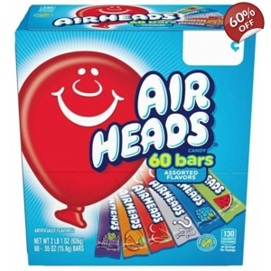 Airheads Candy Bars - 60 Assorted Flavour Chew Bar Pack - 936g Big Box