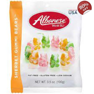Albanese Sherbet Gummi Bears 100g Bag - Jelly Gummy Teddy Bear Sweets