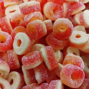 Bebeto Mini Peach Rings - Fizzy Jelly Sweets