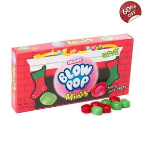 Charms Blow Pop Minis - Cherry Sour Apple Candies - 85g Christmas Box