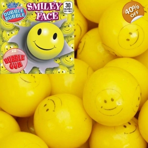 Dubble Bubble Smiley Face Gumballs - Yellow Bubblegum Smiles Gum Balls