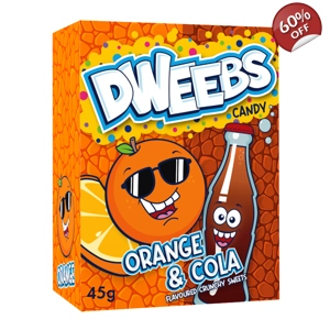 DWEEBS - Orange & Cola Flavour Crunchy Candy Sweets - 45g Box