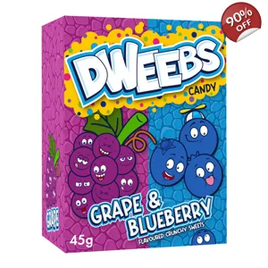 DWEEBS - Grape & Blueberry Flavour Crunchy Candy Sweets - 45g Box