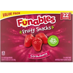 Funables Fruity Snacks Strawberry 22g Pouches x 22 per 498g Box