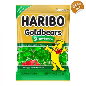 Haribo Gold Bears STRAWBERRY - 113g Bag - Goldbears Green Bear Sweets