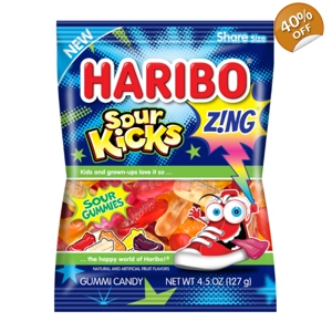 Haribo Zing Sour Kicks - Gummy Shoe Sweets - 127g Share Bag