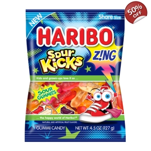 Haribo Zing Sour Kicks - Gummy Shoe Sweets - 127g Share Bag