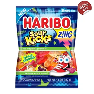 Haribo Zing Sour Kicks - Gummy Shoe Sweets - 127g Share Bag