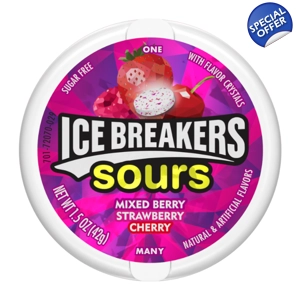 Ice Breakers Sours Strawberry & Mixed Berry Sugar-Free Candy 42g Tub