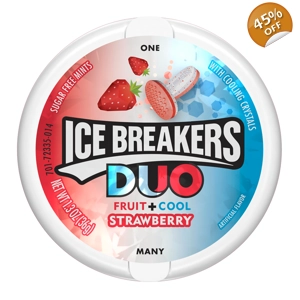 Ice Breakers Duo Strawberry Mints - Sugar Free Candy Sweets - 36g Tin
