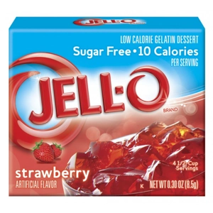 Jell-O - Strawberry Gelatin Dessert - Sugar Free Jelly - 8.5g Box