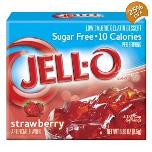 Jell-O - Strawberry Gelatin Dessert - Sugar Free Jelly - 8.5g Box