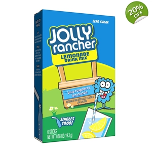 Jolly Rancher Blue Raspberry Lemonade Drink Mix 6 Singles To Go -19.3g