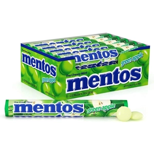 Mentos Green Apple Chewy Dragees Candy Sweets - 37.5g Roll Pack