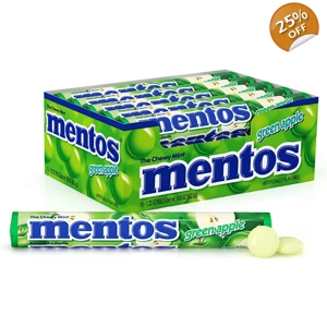 Mentos Green Apple Chewy Dragees Candy Sweets - 37.5g Roll Pack