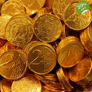 Milk Chocolate Euro Coins - Gold Foil Embossed Novelty Money