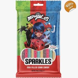 Nickelodeon Miraculous Sparkles Mix Filled Sour Candy Pencils 80g Pack