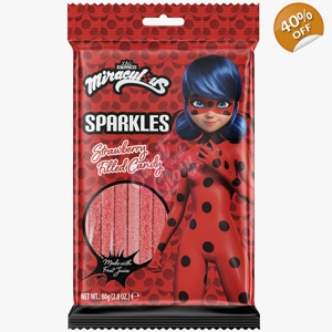 Nickelodeon Miraculous Sparkles Strawberry Filled Sour Candy 80g Pack