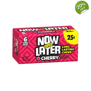 Now and Later Cherry Chew Candy Sweets - 6 Piece 26g Pack