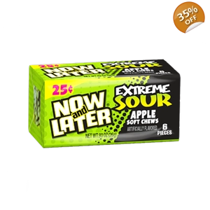 Now and Later EXTREME SOUR Apple Candy - 6 Piece 26g Pack