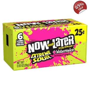 Now and Later EXTREME SOUR Watermelon Chew Candy - 6 Piece 26g