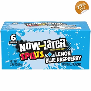 Now and Later Splits Lemon Blue Raspberry Sweets- 6 Pieces 26g Pack