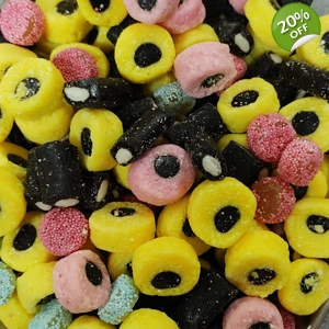 Pascall Liquorice Allsorts 4 Coconut Rolls - Jelly Spogs - Cream Rock