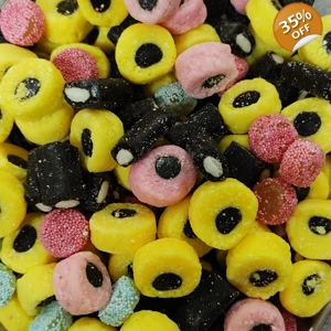 Pascall Liquorice Allsorts 4 Coconut Rolls - Jelly Spogs - Cream Rock
