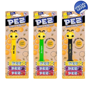 PEZ Bee Collection Sweets Dispenser + 3 Candy Packs - Blister Pack
