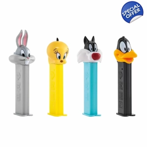 PEZ Looney Tunes Sweets Dispenser + 3 Candy Packs - 24.7g Blister Pack