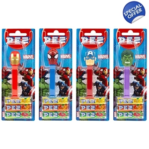 PEZ Marvel Sweets Dispenser with 3 Candy Tablet Packs - 24.7g Pack