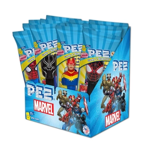 PEZ Marvel Sweets Dispenser Plus 2 Fruit Candy Refill Packs - 16.4g