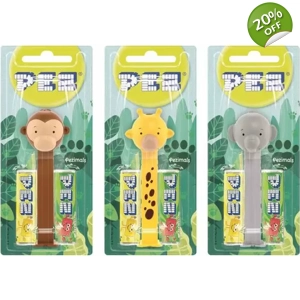 Pez Pezimals Sweets Dispenser 1 and 2 Candy Packs - Blister Pack 17g
